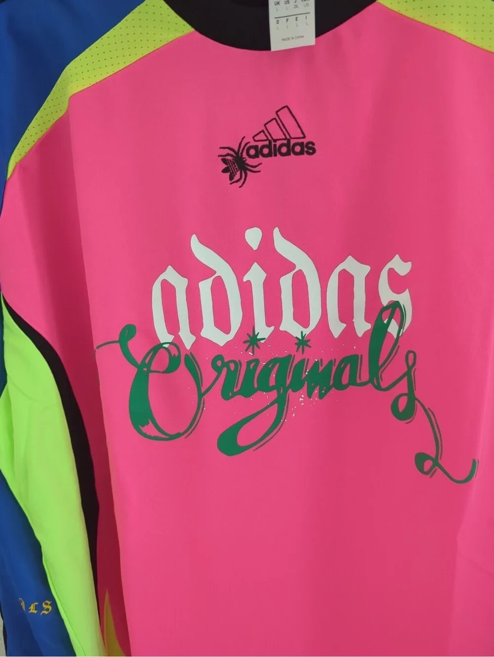 adidas Originals Men's Spider Goalkeeper Solar Yellow Long Sleeve Top Sz Large